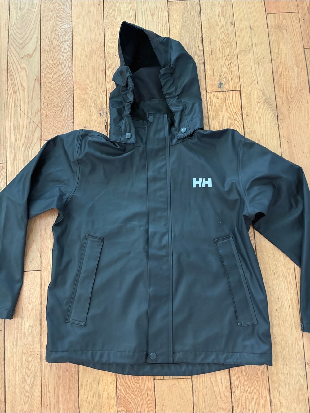 Helly Hansen Kids Black Hooded Rain Jacket